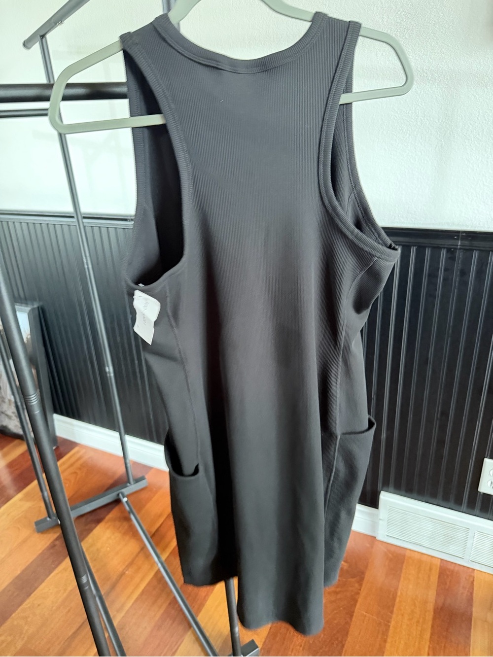 Zella Charcoal Ribbed Midi Tank Dress with Pockets